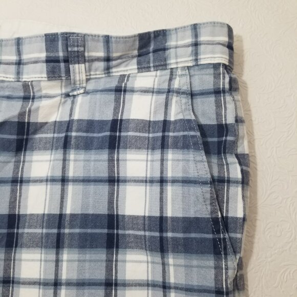 Dockers Mens 38 Blue White  Plaid Checker Zip Up Shorts 19" Pockets Belt Loops - Picture 7 of 14